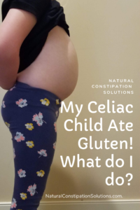 My Celiac Child Ate Gluten, What do I do?  Bloating is a common symptom of getting glutened. There are many things you can do to help your child when they get glutened.  Get the gluten out of their system quickly, lower inflammation and heal the damage.  